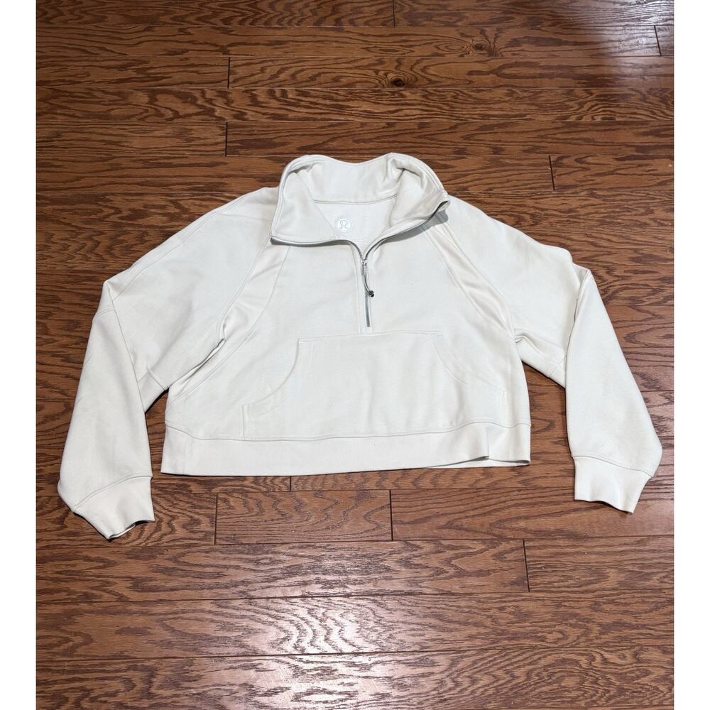 Lululemon Peloton Women's Cream Oversized Funnel-Neck Half Zip Sweater Sz XL/XXL